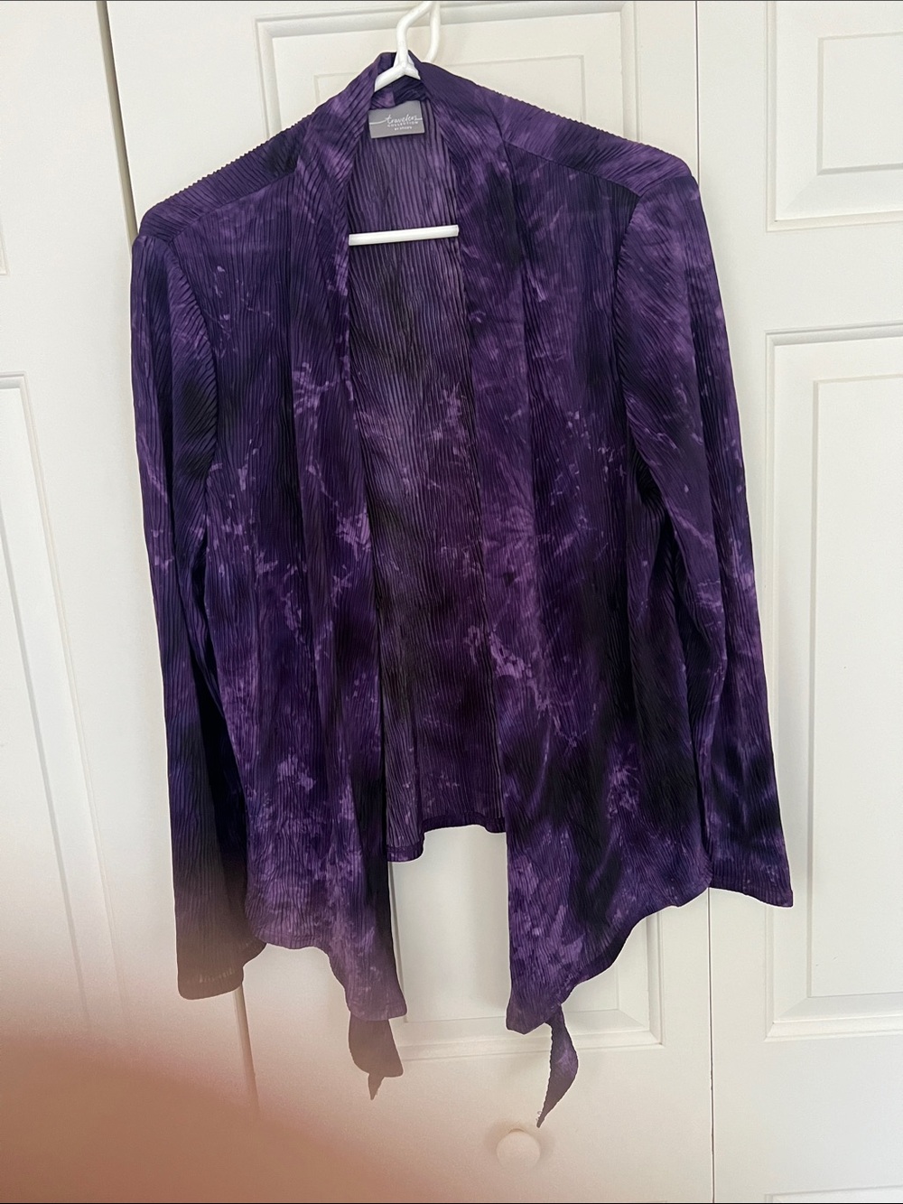 Chico's Purple Tie-Dye Open Front Jacket